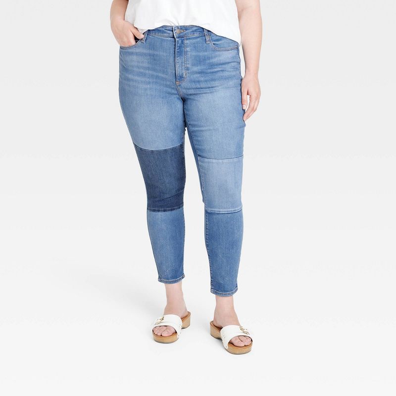 Women's High-Rise Skinny Patched Jeans - Universal Thread™ Light Wash | Target