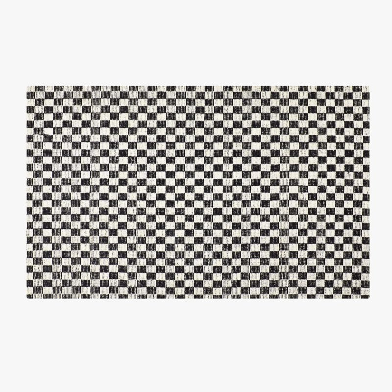 Stassi Black Check New Zealand Wool and Jute Area Rug 5'x8' | CB2 | CB2