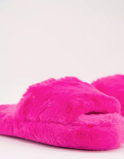 ASOS DESIGN Zane chunky slider slipper in pink | ASOS (Global)