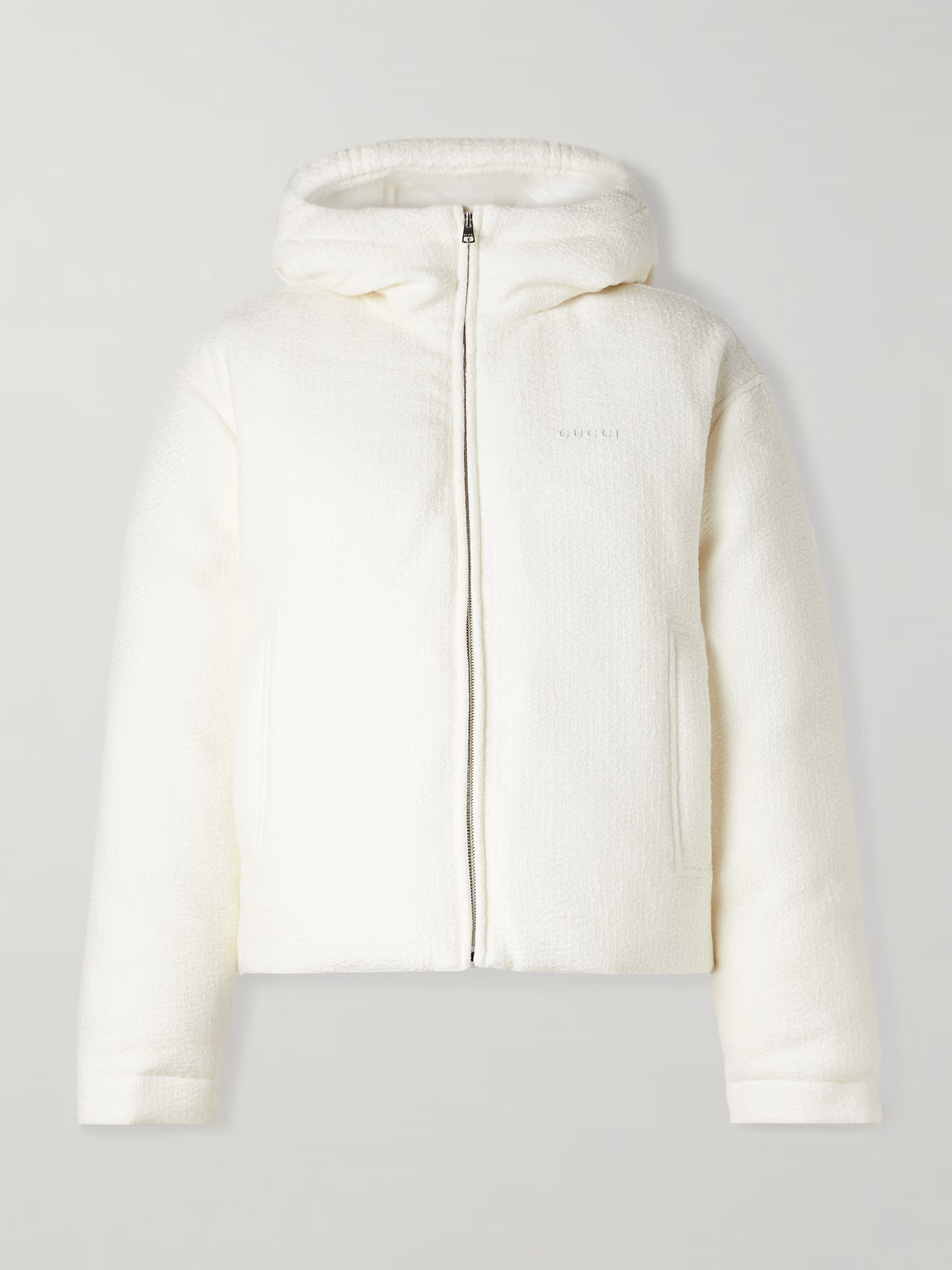Gucci - Hooded Padded Wool-blend Tweed Jacket - Off-white | NET-A-PORTER (US)