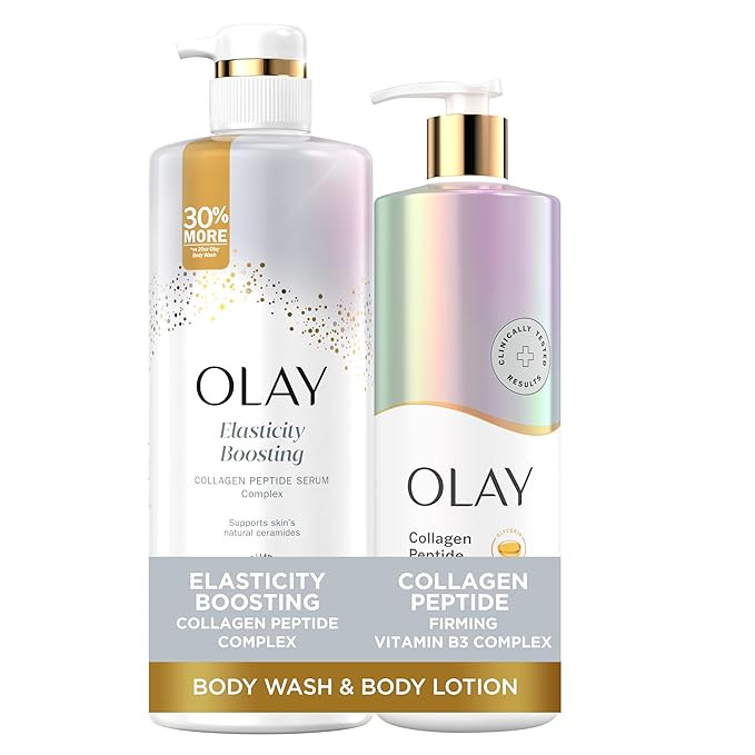 Olay Elasticity Boosting Body Wash + Body Lotion Bundle Pack, Moisturizing & Firming Formula with... | Amazon (US)