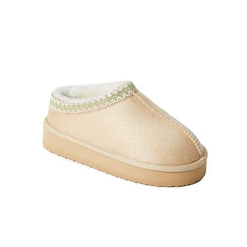 FabKids Girls Platform Fuzzy Slippers Winter Kids Suede Slippers Indoor Outdoor Furry Slipper for... | Amazon (US)