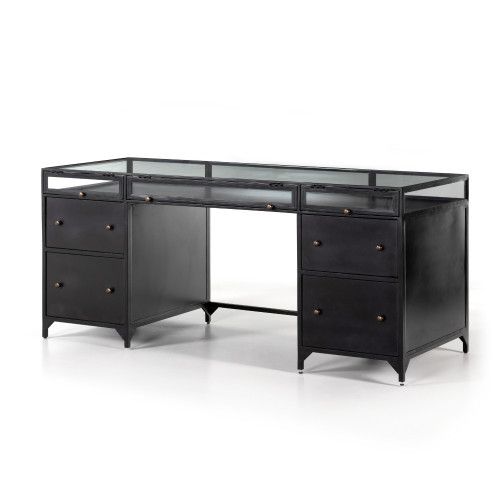Four Hands Shadow Box Executive Desk Black | Gracious Style