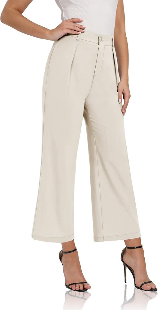 siliteelon Women High Waist Casual Wide Leg Long Palazzo Pants Trousers Comfy Work Dress Pants | Amazon (US)