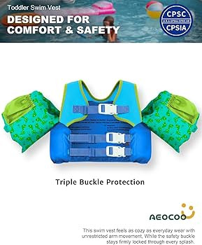 AEOCOO Puddle Float Jumper 20-30-50-60-70 Pounds, Toddler Swim Vest for 1-3-5-6-9 Years Old, Pool... | Amazon (US)