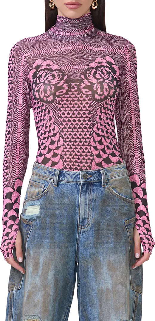 AFRM Zadie Print Sheer Mesh Top | Nordstrom | Nordstrom