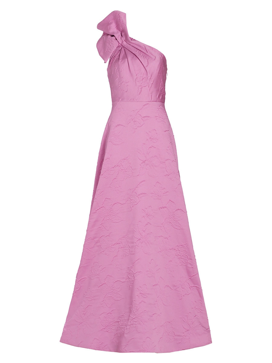 Women's Amira Jacquard One-Shoulder Gown - Soft Orchid - Size 0 | Saks Fifth Avenue