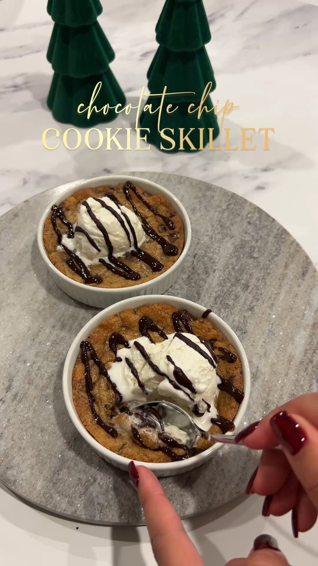 Can’t go wrong with a warm chocolate chip cookie, topped with vanilla bean ice cream and ganache 😋

This year, instead of regular cookies for Christmas, we’re stepping it up a notch and baking cookie skillets! I found these cute dishes at HomeGoods, which are perfect for individual servings.

#christmascookies #chocolatechipcookie #holidaytreats #homefortheholidays

#LTKHome #LTKHoliday