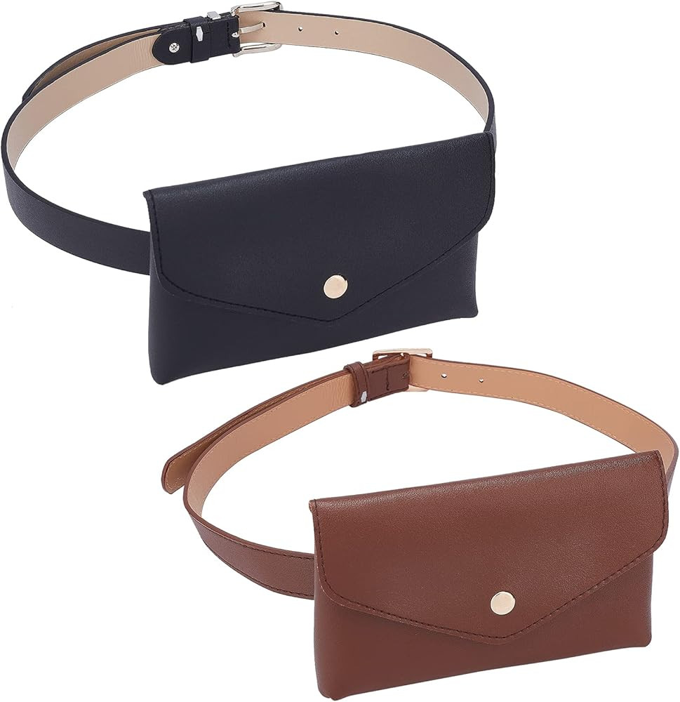 WADORN 2 Sets Leather Waist Bag, PU Leather Belt Fanny Pack Fashion Removable Waist Pouches Women... | Amazon (US)