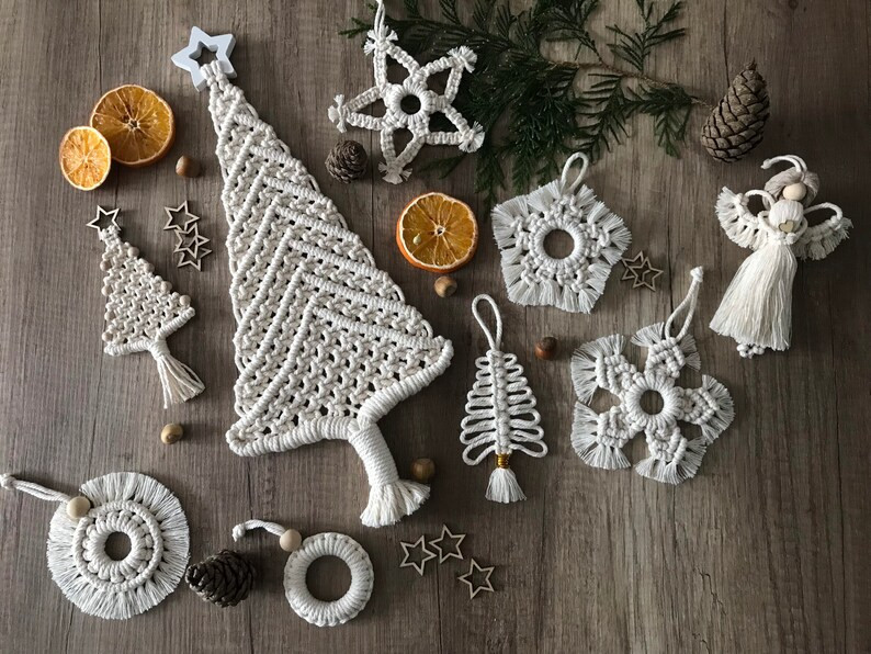 Macrame Christmas Ornaments/xmas Ornaments/boho | Etsy | Etsy (UK)