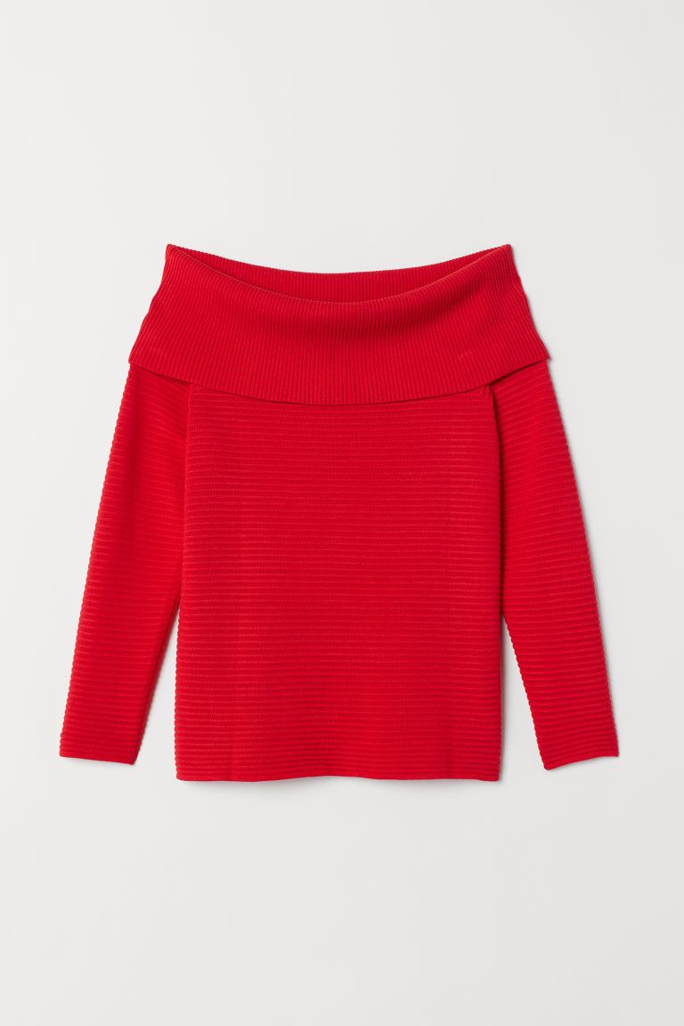 H & M - Off-the-shoulder Sweater - Red | H&M (US + CA)