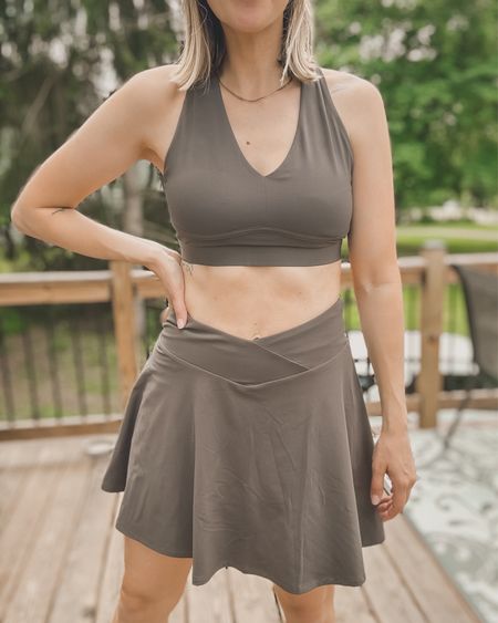 Fabletics fit for the month - wearing taupe slate and medium. Cold have done a small in the skirt 

Super comfortable. Skirt has shorts and the shorts has pockets!



#LTKActive #LTKFindsUnder50 #LTKFitness