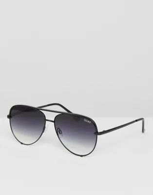 Quay Australia High Key Mini aviator sunglasses in black fade | ASOS (Global)