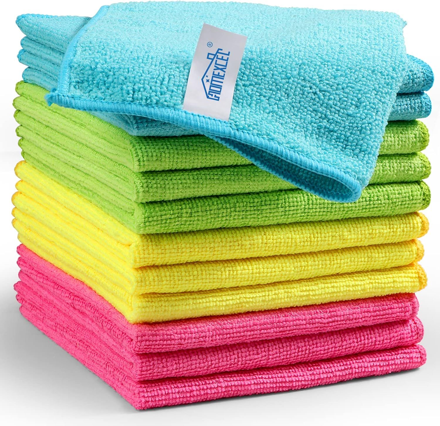 HOMEXCEL Microfiber Cleaning Cloth,12 Pack Cleaning Rag,Cleaning Towels with 4 Color Assorted,11.... | Amazon (US)