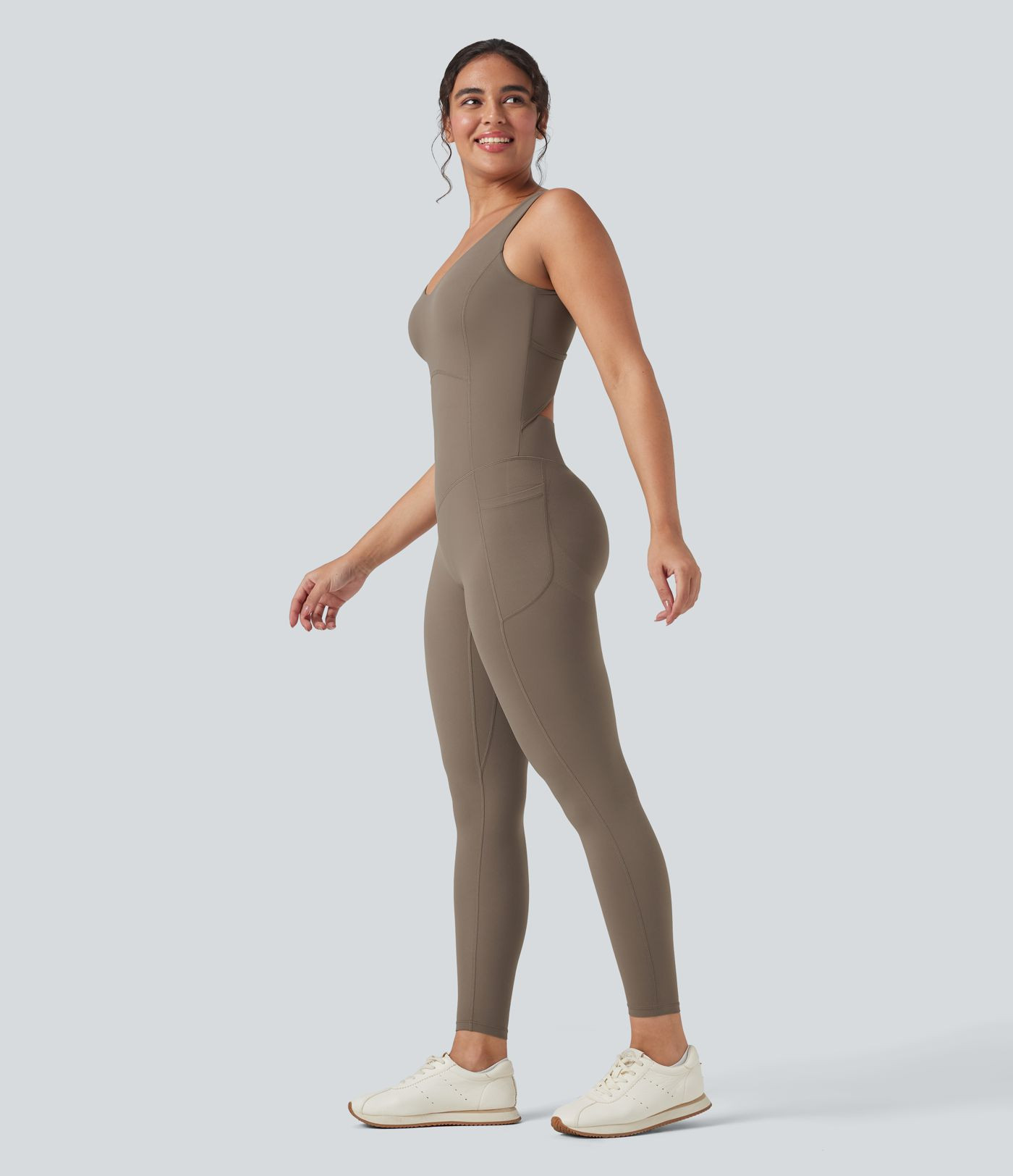 Women’s Halara UltraSculpt™ V Neck Butt Lifting Workout Jumpsuit with Pockets - Halara | HALARA