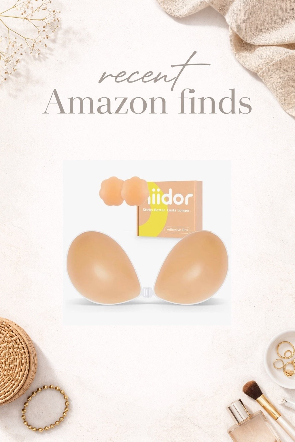 Sticky bra through amazon that qualifies as Amazon Prime, shipping to you quickly for all your strapless booby needs 

#LTKgrwm #LTKSeasonal #LTKselfcare