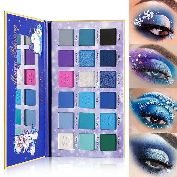 Blue Purple Eyeshadow Palette,18 Color Matte Shimmer Glitter Eyeshadows Makeup Palettes,Highly Pi... | Amazon (US)