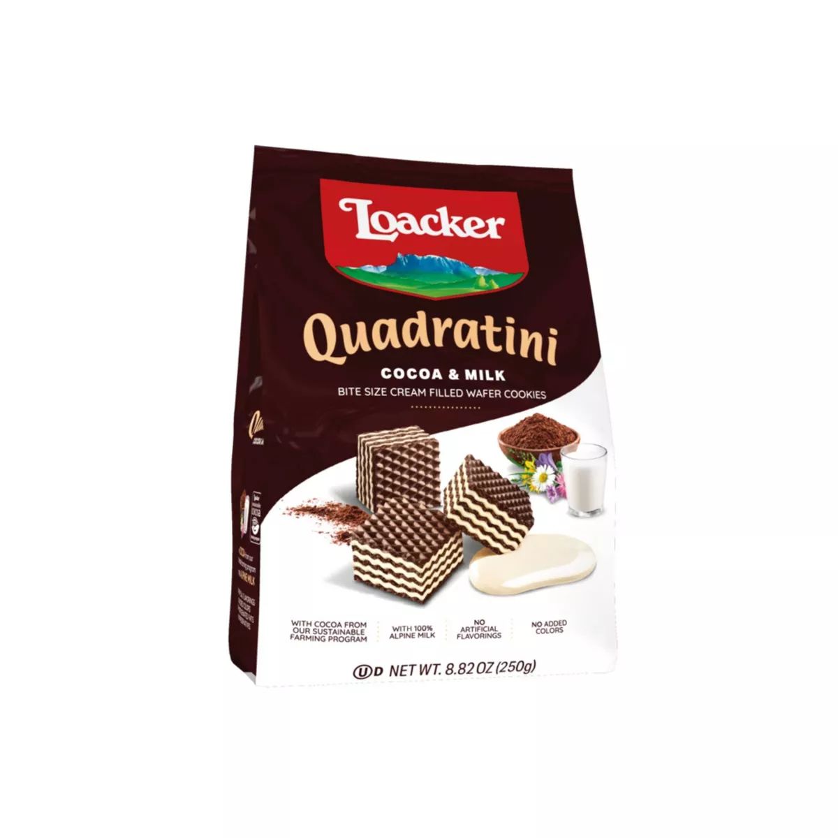 Loacker Quadratini Cocoa&Milk Bite Size Wafer Cookies - 8.82oz | Target