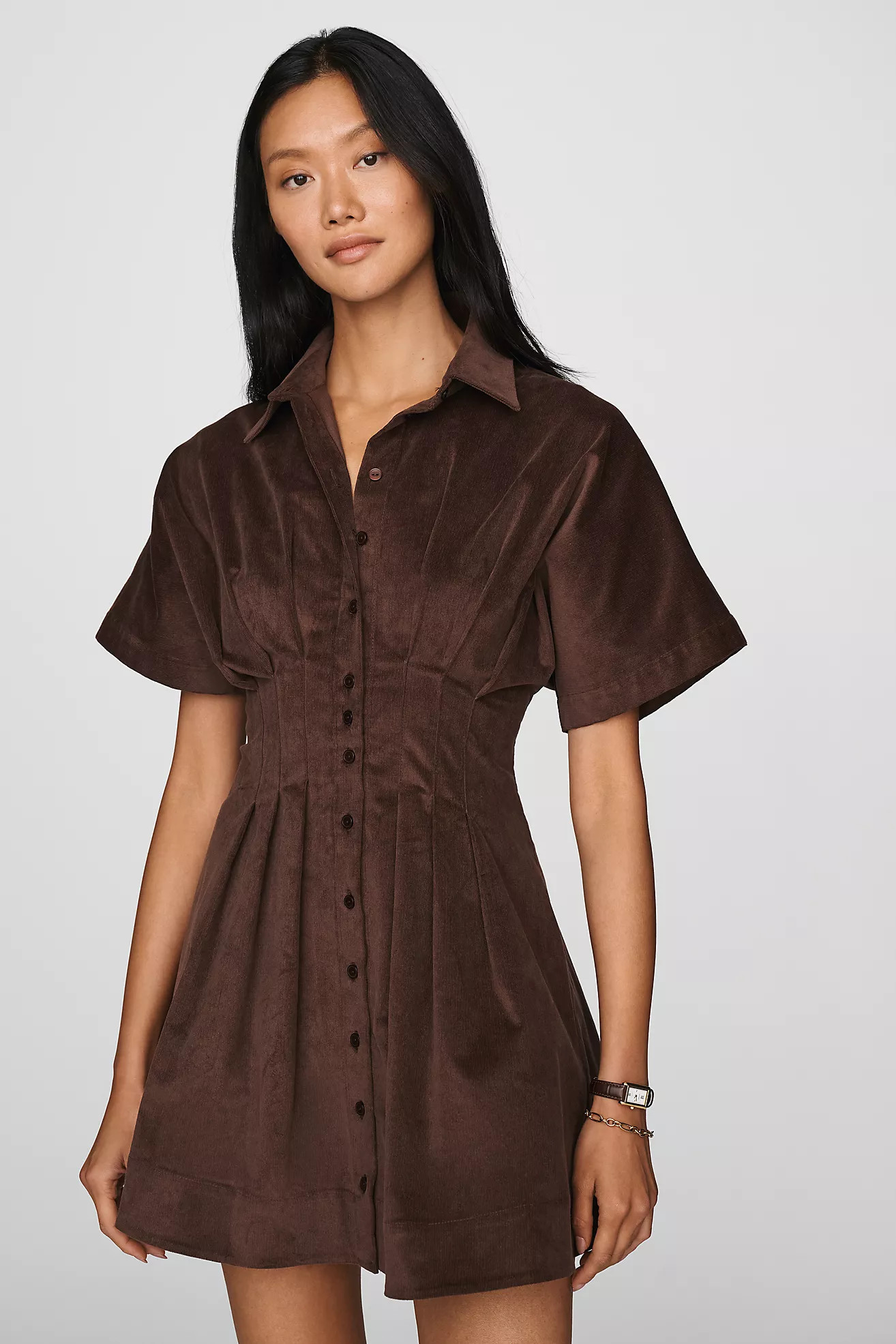 Exquise Tobie Corduroy Mini Shirtdress | Anthropologie (US)