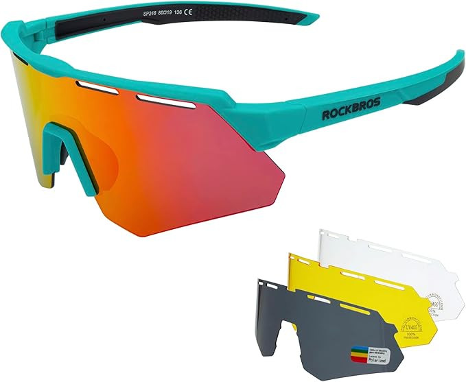 ROCKBROS Polarized Cycling Glasses with 4 Interchangeable Lenses Baseball Sunglasses for Men Wome... | Amazon (CA)