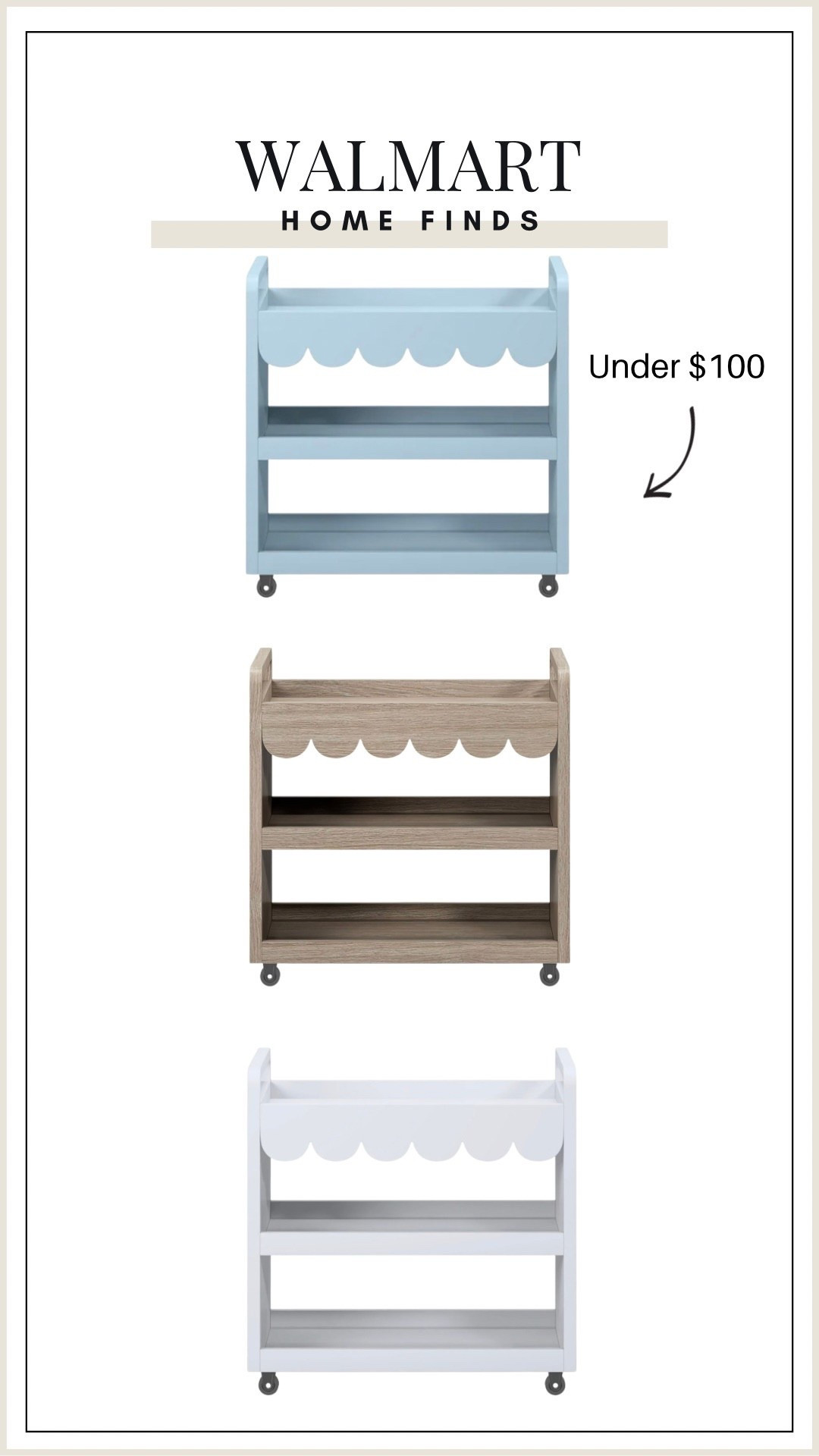 How cute are these carts!!! Perfect for nursery or office storage 

Scalloped furniture - scout design dupes - blue furniture - blue book shelf - white book shelf - Walmart nursery furniture - Walmart home - Walmart furniture deals - scalloped decor - baby boy nursery - blue nursery decor - nursery cart - Walmart nursery furniture - Walmart designer look for less - grand millennial nursery - grand millennial play room furniture - kids play room - toddler boys room - toddler girls room - pottery barn dupes - furniture dupes - look for less furniture finds - office storage - art storage - diaper cart - blue bar cart - scalloped bar cart - scalloped design 


#LTKHome #LTKBaby #LTKKids