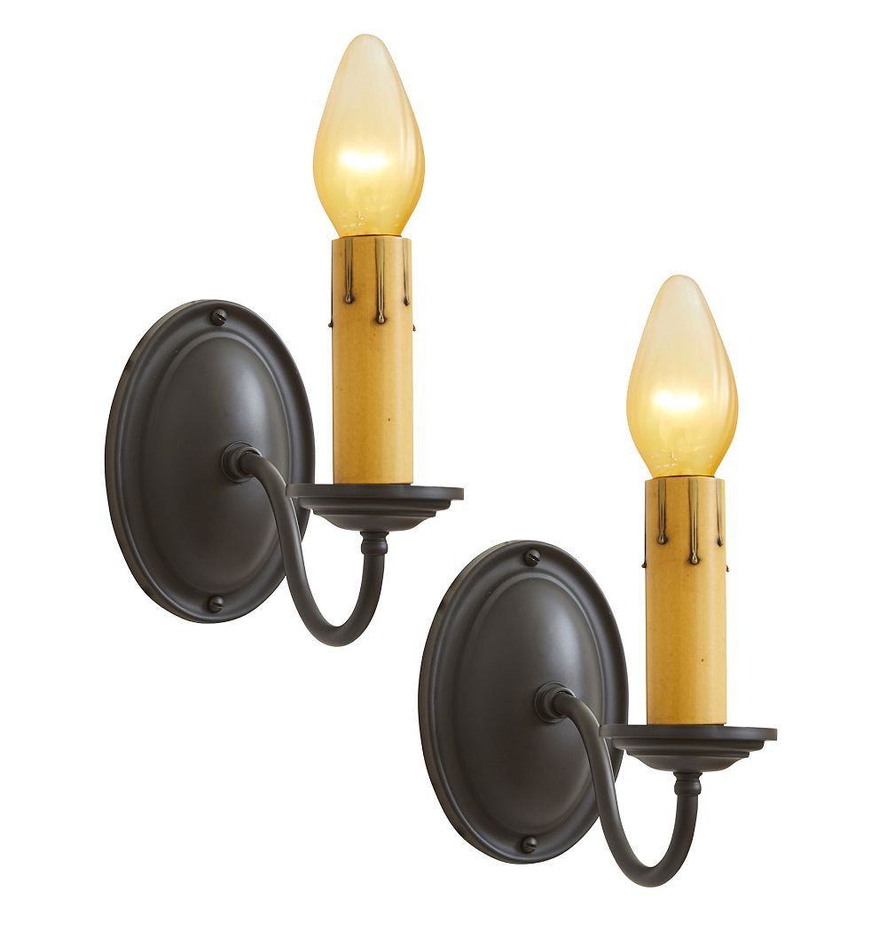 Pair of Vintage Colonial Revival Wall Sconces Simple Candle Design | Rejuvenation