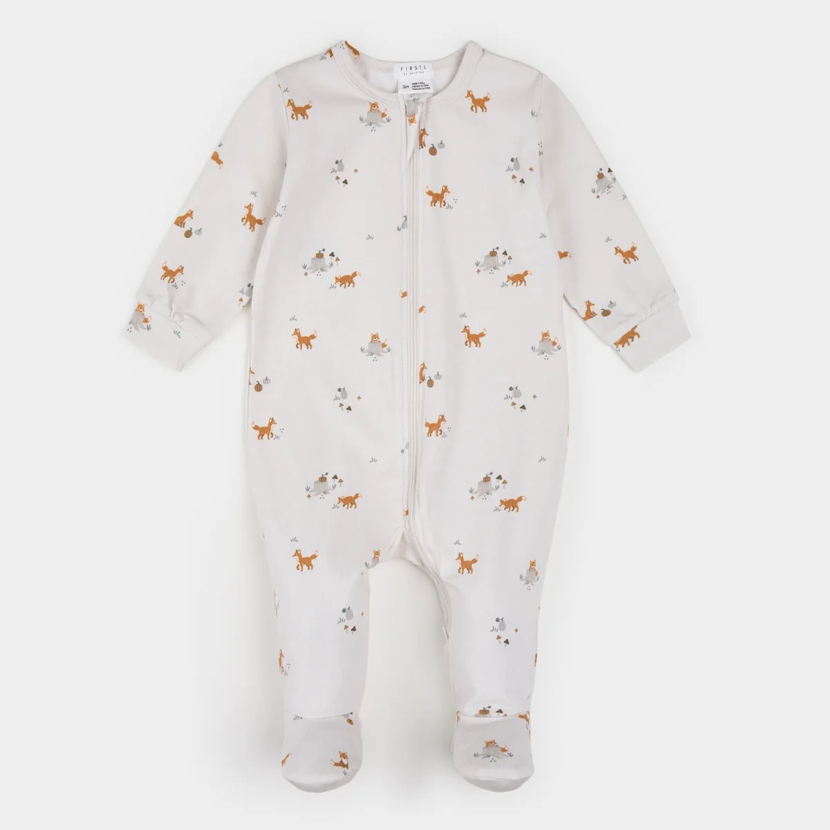 Fox Kit Print on Off-White LunaKnit Sleeper | Petit Lem