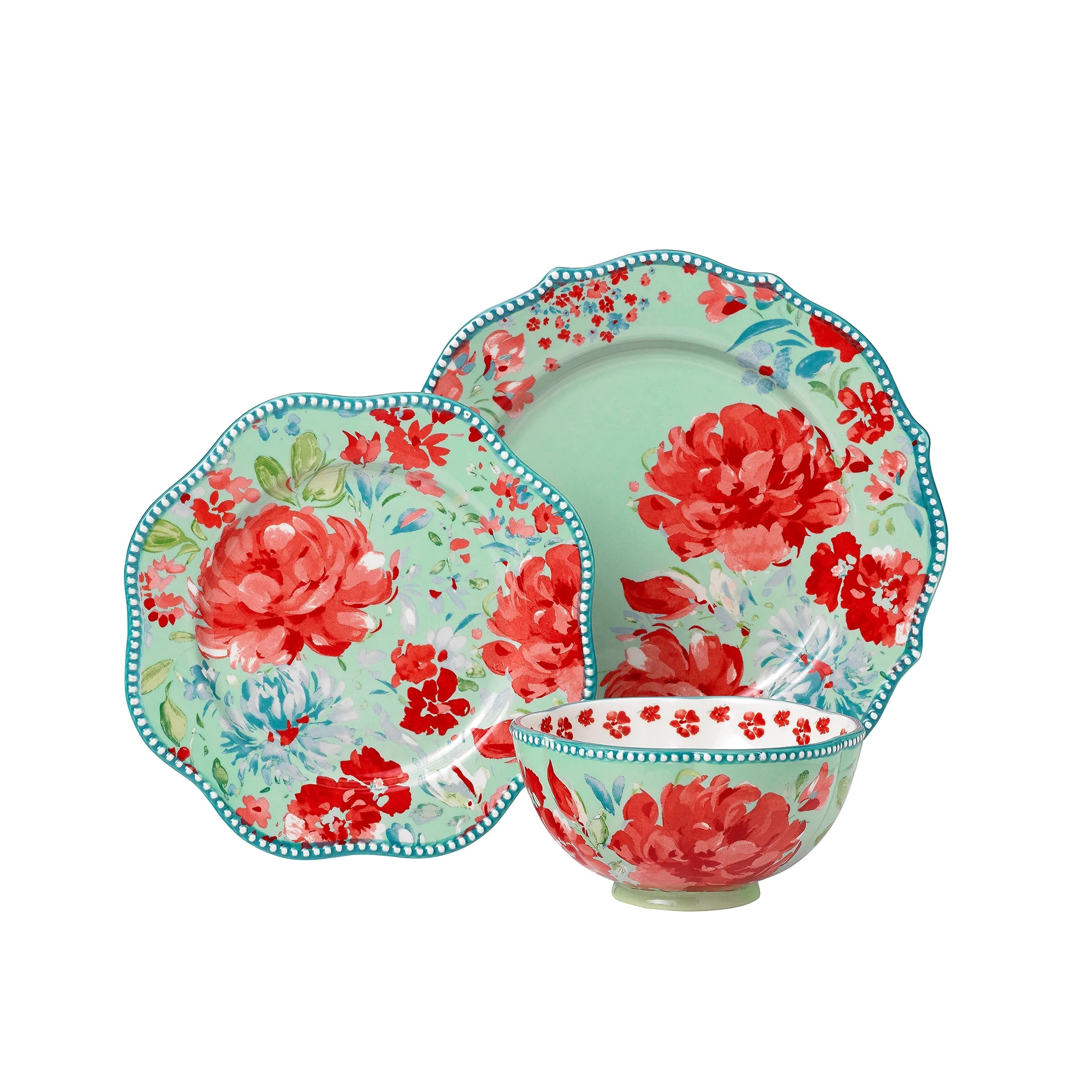 The Pioneer Woman Dinnerware Set, Gorgeous Garden, 12 Piece Stoneware Set - Walmart.com | Walmart (US)