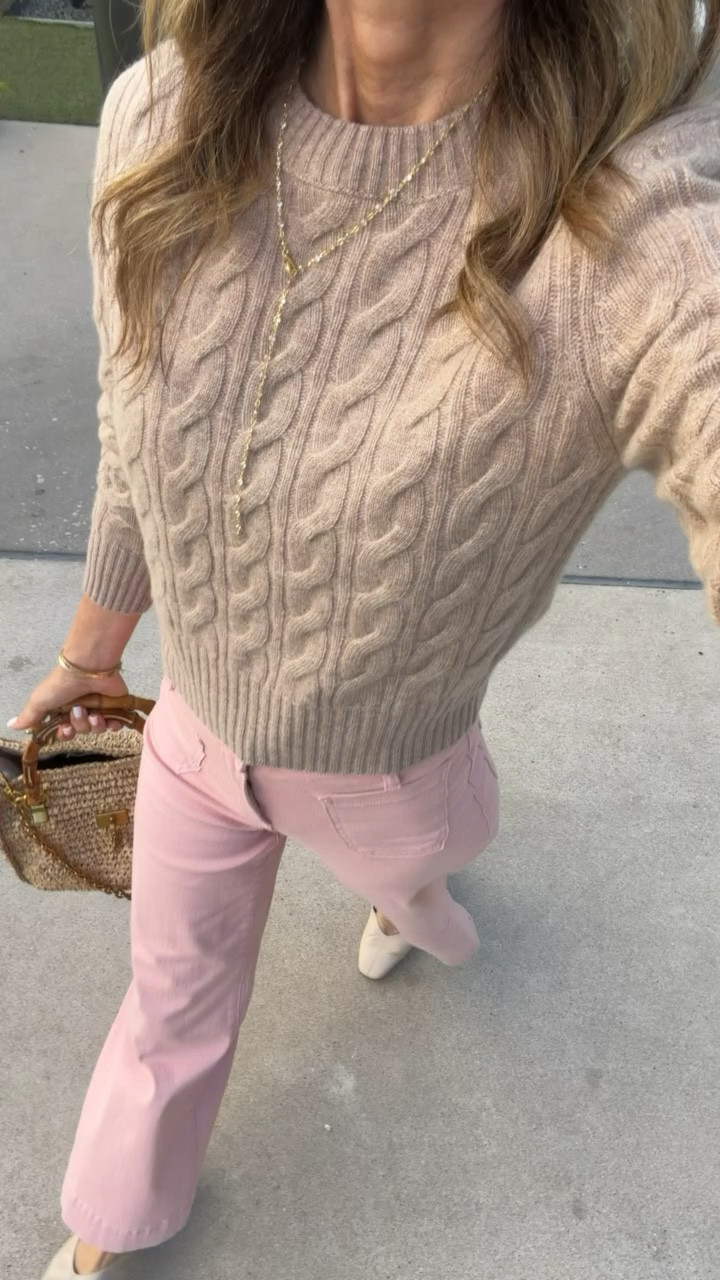 This sweater is back in stock! Wearing a Small
-Pants have lots of stretch on serious repeat! Pink is fun for spring! 

#LTKootd #LTKOver40