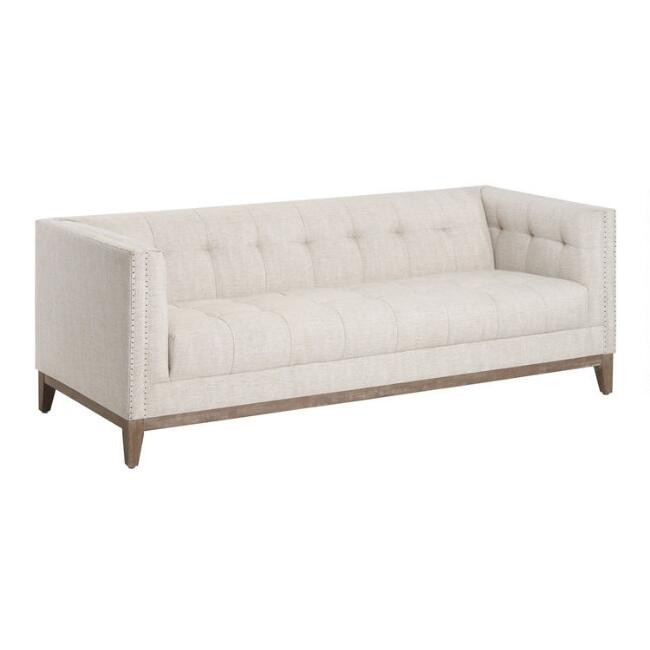 Taupe Tufted Nail Head Myles Sofa | World Market