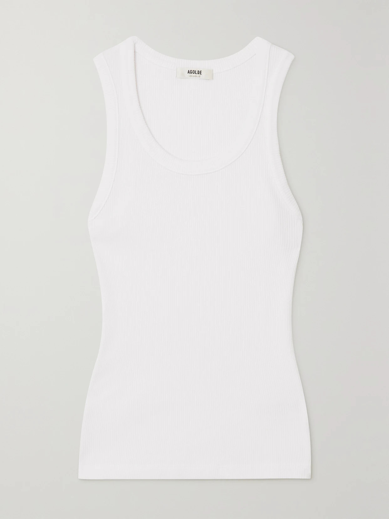 AGOLDE - Poppy Ribbed Stretch Organic Cotton And Lyocell-blend Jersey Tank - White | NET-A-PORTER (US)