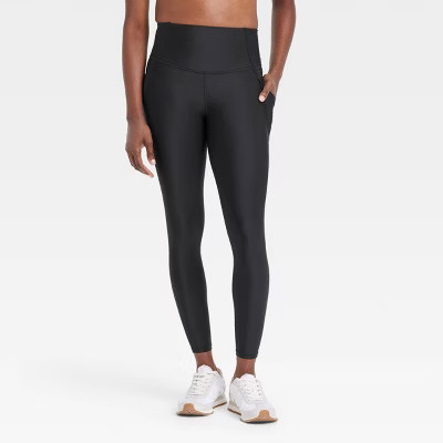 Women's Effortless Support High-Rise Pocketed 7/8 Leggings - All In Motion™ Black XS: Moisture ... | Target