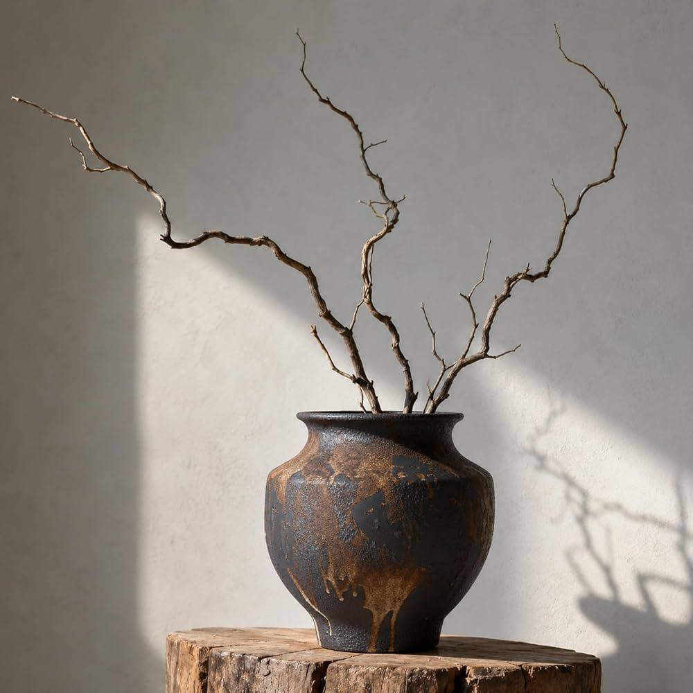 Wabi Sabi Vase, 9.8" Rustic Brown Ceramic Vase for Home Decor, Table, Shelf | Amazon (CA)