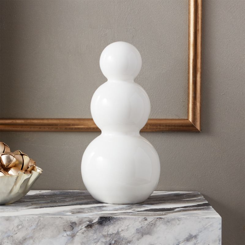 White Glass Holiday Snowman 4" + Reviews | CB2 | CB2