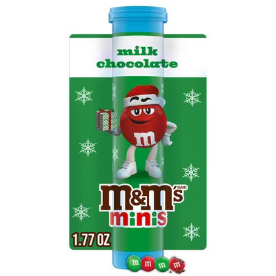 M&M's Minis Milk Chocolate Mega Christmas Tube Stocking Stuffers - 1.77oz | Target