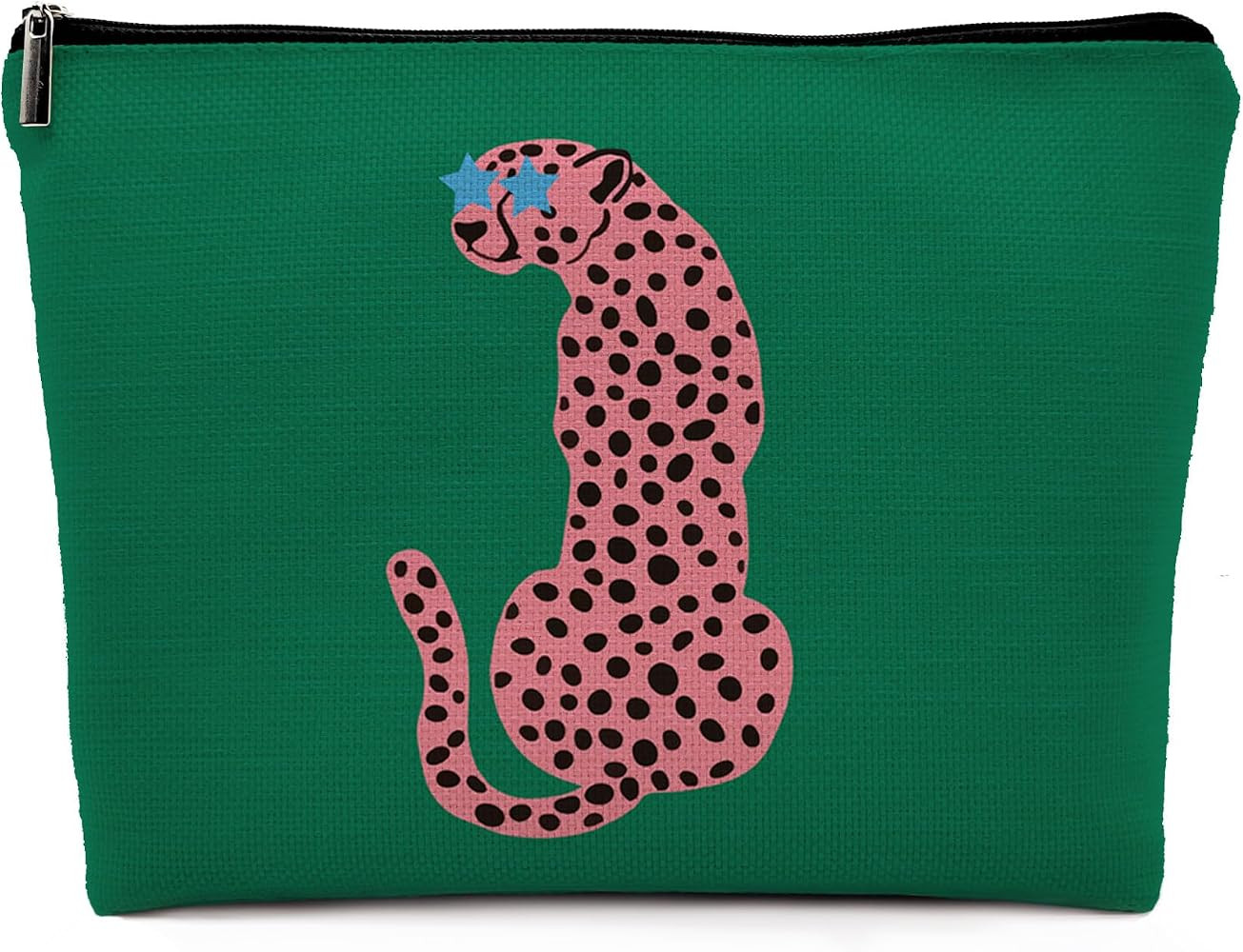 Preppy Leopard Print Cosmetic Bag, Wildlife Animal Asian Pink Cheetah Makeup Bag Zipper Cosmetic ... | Amazon (US)