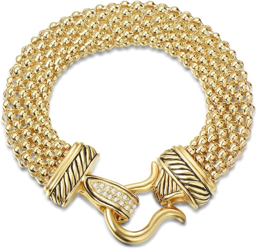 UNY Jewelry Antique Fashion Popcorn Chain Designer Brand Inspired Women Unique Bracelets | Amazon (US)