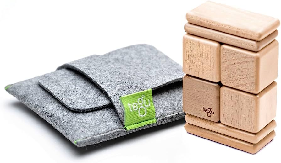 8 Piece Tegu Pocket Pouch Magnetic Wooden Block Set, Natural | Amazon (US)