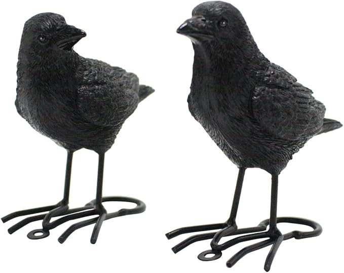 Set of 2 Garden Crow Statues Outdoor Decor for Tree, Resin Bird Figurines Tree Hugger Sculpture F... | Amazon (US)