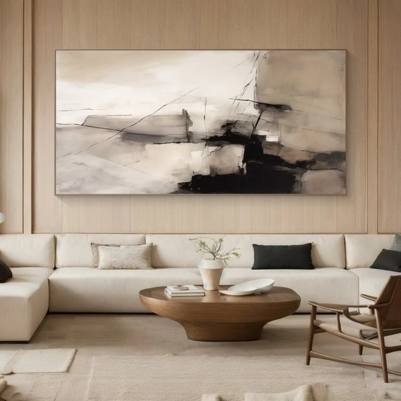 Large Original Beige Black Abstract Painting Beige Wabi Sabi Wall Art Black Beige Abstract Painti... | Etsy (CAD)