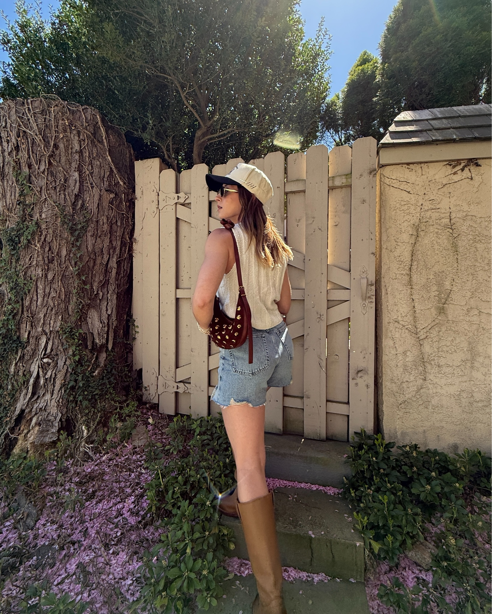 4/29/25 casual summer outfit inspo 🫶🏼 casual spring outfit, reformation jean shorts, sweater tank top, casual trucker hat, riding boots outfit, laid back spring style, everyday casual outfit, cozy spring outfit, relaxed weekend outfit, spring outfit essentials, transitional spring outfit, casual denim shorts outfit, comfy spring fashion, neutral casual style, effortless spring outfit, spring fashion 2025, casual town outfit, cozy casual chic, spring street style, easy everyday outfit

