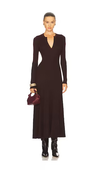 Hattie Knit Midi Dress in Chocolate | Revolve Clothing (Global)