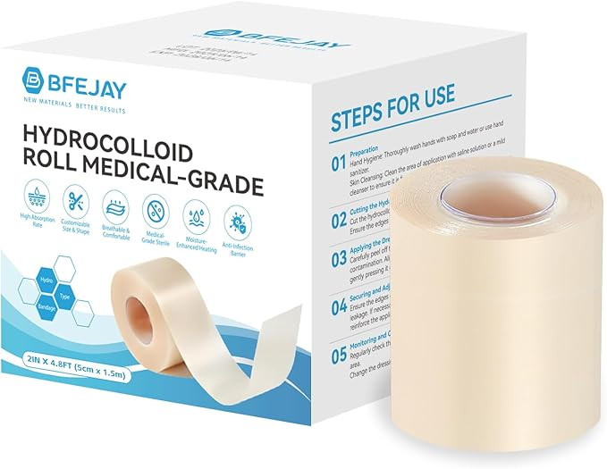 Hydrocolloid Bandages for Wound Care, Extra Large Medical-Grade Hydrocolloid Roll with Self-Adhes... | Amazon (US)