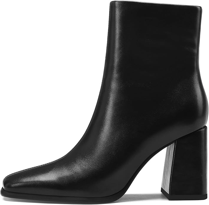 Amazon.com | Spikyrose Women's Chunky Heel Ankle Booties Square Toe Short Boots (Black, 7.5) | An... | Amazon (US)