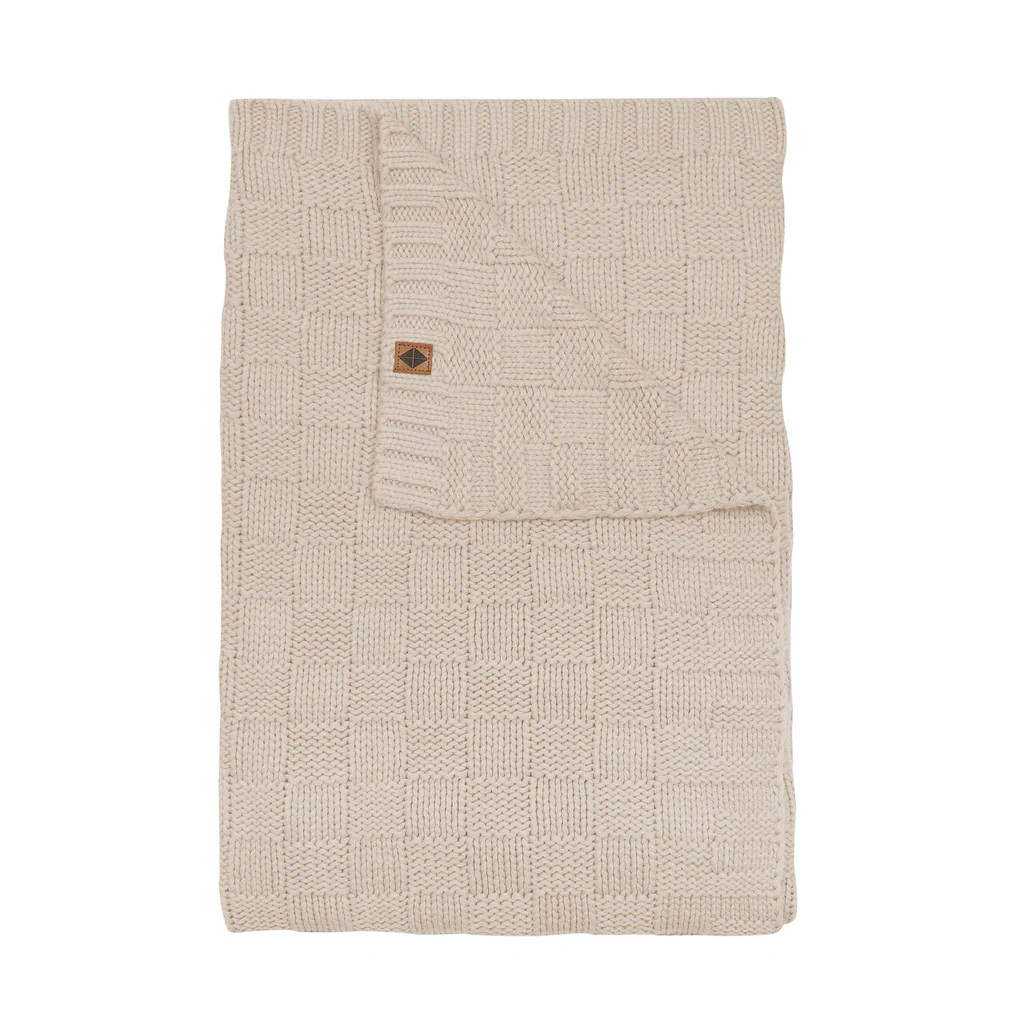 Chunky Knit Basket Weave Toddler Blanket in Almond | Kyte BABY