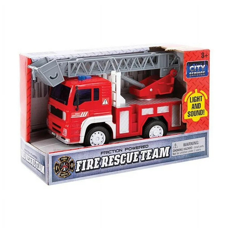 7" Friction Power Fire Truck Firefighter Rescue Engine Light & Sound Kids Toy B - Walmart.com | Walmart (US)