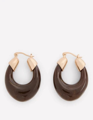 Boden Women's Curved Resin Hoops in Brown | Boden UK
