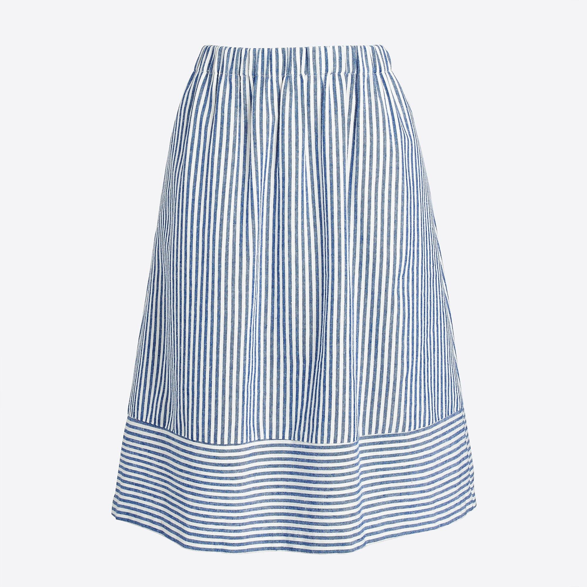 Striped cotton-linen midi skirt | J.Crew Factory