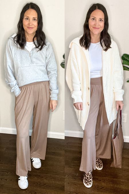 Best wide leg lounge pants - perfect for everyday & travel wearing a small, petite friendly 

#LTKSeasonal #LTKtravel #LTKfindsunder50