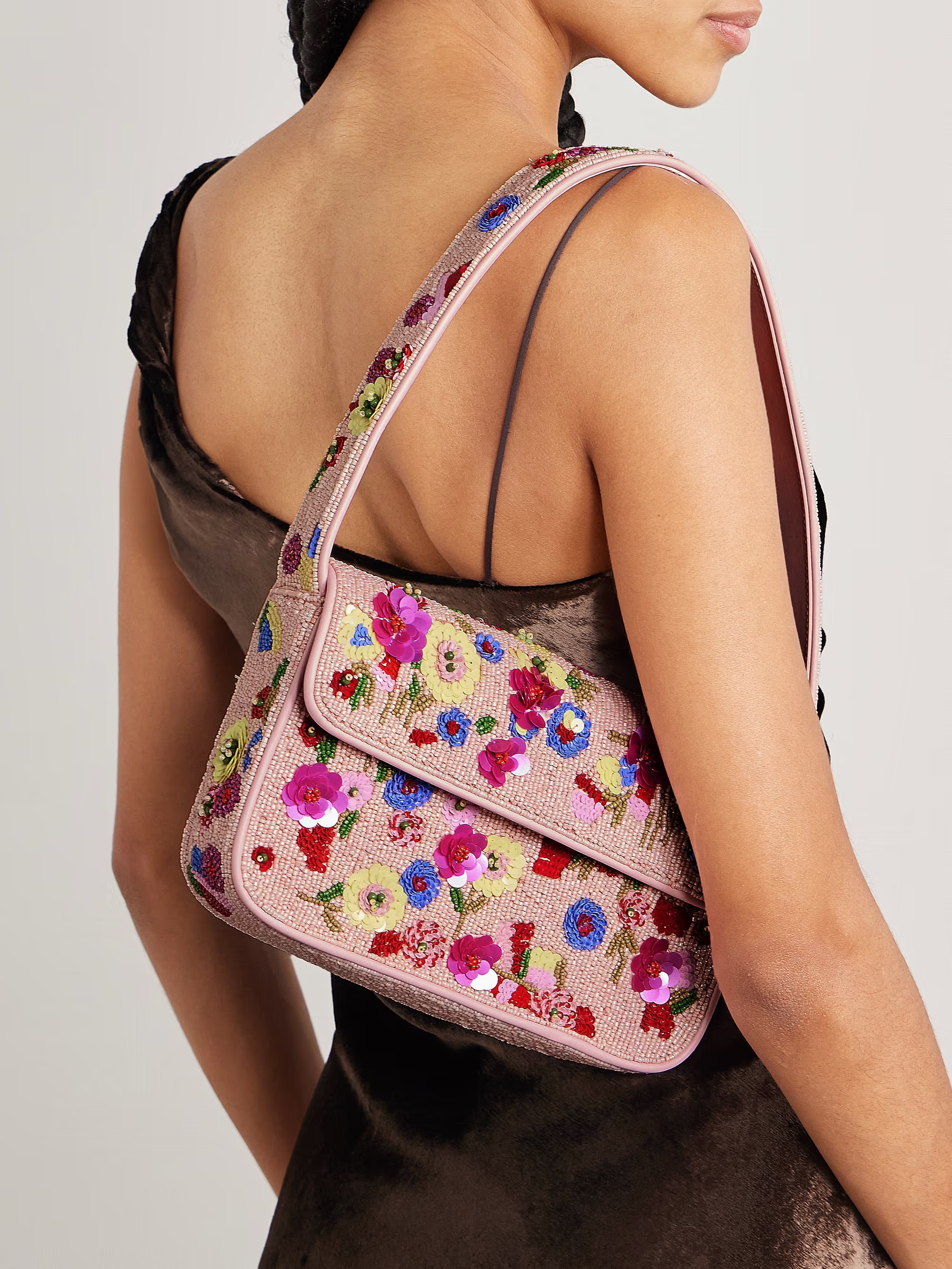 Tommy embellished faux leather-trimmed satin shoulder bag | NET-A-PORTER (US)